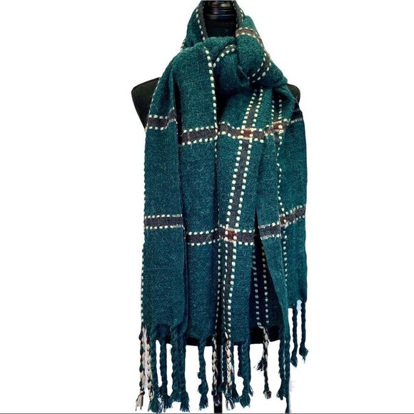 LOVE & Lore Green plaid check warm soft fall winter scarf - Picture 3 of 10